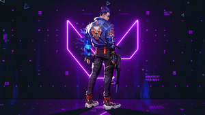 Yoru, Neon background, Purple aesthetic, Valorant agent, 4K wallpaper