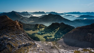 Austria, Landscape, Mountain range, Valley, Village, Scenery, Blue Sky, 4K wallpaper