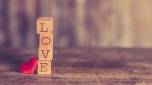 Love heart, Wooden Blocks, Red heart, Wooden letters, Creative, 4K wallpaper