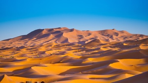 Sahara Desert, Morocco, Sand Dunes, Blue Sky, Sunny day, Summer, 4K wallpaper