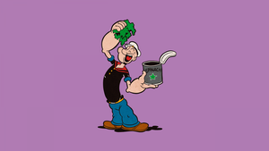 Popeye, Spinach, Purple background, Cartoon, 4K wallpaper