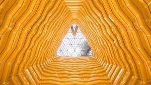 Yellow, Pattern, Modern architecture, Low Angle Photography, Interior, 4K wallpaper