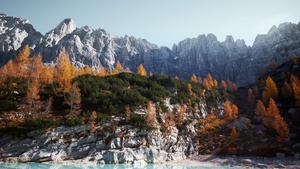 Sorapiss, Mountains, Dolomites, Rocks, Trees, Italy, 4K wallpaper