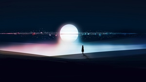 Surreal, Alone, Silhouette, Orbit, Dream, Dark background, 4K wallpaper