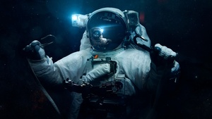 Astronaut, Space Travel, Space Adventure, Stars, Blue light, Dark background, 4K wallpaper