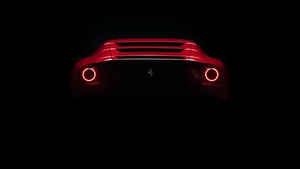 Ferrari Omologata, AMOLED, Supercars, Black background, 2020, 4K wallpaper