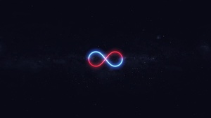 Infinity, Stars, Night sky, Dark background, Illuminated, Glowing, Simple, 4K wallpaper