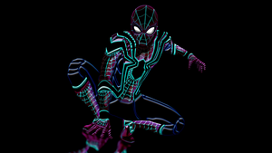 Spider-Man, Neon art, Black background, Marvel Superheroes, Spiderman, 4K wallpaper