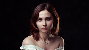 Beautiful girl, AMOLED, Black background, Beautiful woman, Portrait, 4K wallpaper
