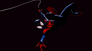 Miles Morales, Spider-Man: Into the Spider-Verse, Black background, AMOLED, Spiderman, 4K wallpaper