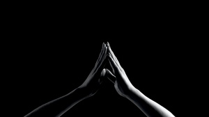 Praying Hands, Hands together, Monochrome, Black background, Black and White, 4K wallpaper