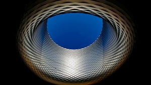 Basel exhibition center, Switzerland, Modern architecture, Sky view, Dark background, Landmark, 4K wallpaper