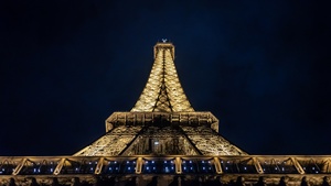Eiffel Tower, Nightscape, Paris, France, Dark background, Night, Lights, Low Angle Photography, Steel Structure, Iconic, 4K wallpaper