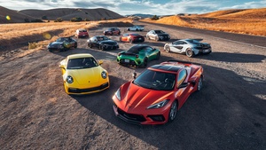 BMW M2 Competition, Chevrolet Corvette Stingray, Lamborghini Huracan EVO, Nissan GT-R Nismo, Porsche 911 Carrera S, Toyota Supra, 2020, 4K wallpaper