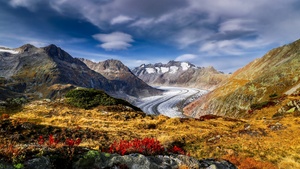 Aletsch Glacier, Alps mountains, Mountain pass, Landscape, Scenery, Summer, Switzerland, 4K wallpaper