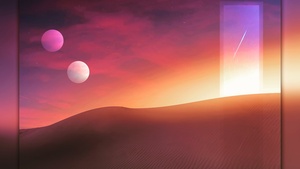 Desert, Tranquility, Sunset, Portal, 4K wallpaper