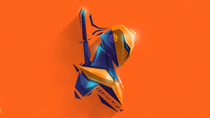 Deathstroke, Supervillain, DC Comics, Orange background, Minimal art, 4K wallpaper
