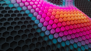 Hexagons, Colorful blocks, Patterns, Colorful background, Black blocks, Geometric, 3D background, Honeycomb, 4K wallpaper