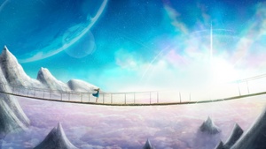 Girl, Surreal, Dream, Bridge, Supernova, CGI, Artwork, 4K wallpaper