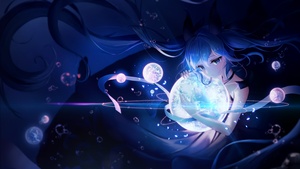 Hatsune Miku, Anime girl, Dream, Cosmos, Universe, Magic, 4K wallpaper