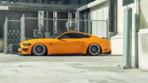 Ford Mustang, Orange cars, Custom tuning, 4K wallpaper