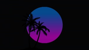 Palm trees, RetroWave art, AMOLED, Black background, Silhouette, 4K wallpaper