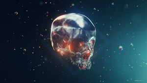 Skull, Metal, Iron, 3D model, Render, 4K wallpaper