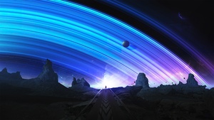 Trails, Planets, Surreal, Blue, 4K wallpaper