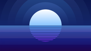 Summer, Nightscape, Blue aesthetic, Full moon, Abstract art, Reflection, 4K wallpaper