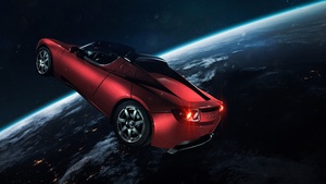 Red cars, Earth, Horizon, Electric Sports cars, 4K wallpaper