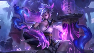 League of Legends, Riven, Purple aesthetic, 4K wallpaper
