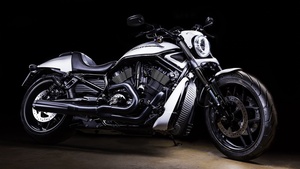 Harley-Davidson, Black background, Motorcycle, White, 4K wallpaper