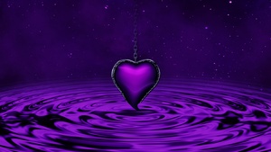 Purple Heart, Water, Waves, Stars, Chain, Purple background, 4K wallpaper