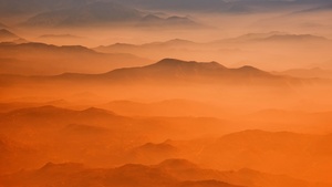 Yosemite Valley, California, Sierra Nevada mountains, Orange background, Aerial view, 4K wallpaper