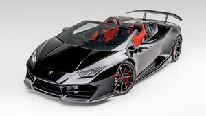 Lamborghini Huracan Spyder, Vorsteiner, White background, Black cars, 2020, 4K wallpaper