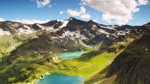 Summer, Mountains, Lake, Sunny day, Landscape, Italy, 4K wallpaper