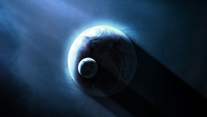 Planets, Astronomy, Stars, Shadow, Dark background, Sun light, Blue, 4K wallpaper