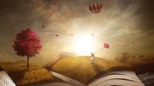 Book, Autumn, Girl, Dream World, Sunlight, Study, 4K wallpaper