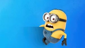 Minion, Despicable Me, Blue background, 4K wallpaper