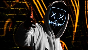 Man, LED mask, Dope, Dark, Anonymous, Hoodie, 4K wallpaper