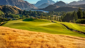 Golf course, Landscape, Mountains, Lake, Green, Scenery, 4K wallpaper