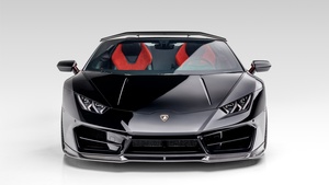 Lamborghini Huracan Spyder, Vorsteiner, White background, Black cars, 2020, 4K wallpaper