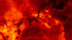 Fire, Outer space, Blazing, Red background, Galaxy, 4K wallpaper