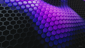 Hexagons, Patterns, Violet background, Black blocks, 3D background, Geometric, Honeycomb, 4K wallpaper