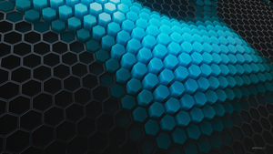 Hexagons, Patterns, Cyan background, Black blocks, Geometric, 3D background, Honeycomb, 4K wallpaper