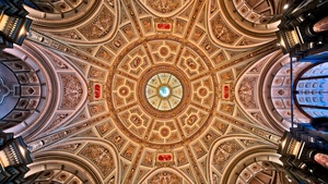 Ceiling, Austria, Vienna, Indoor, Lights, Ancient architecture, 4K wallpaper