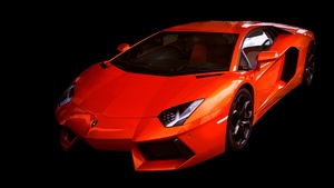 Lamborghini Aventador, Black background, Red cars, Sports cars, 4K wallpaper