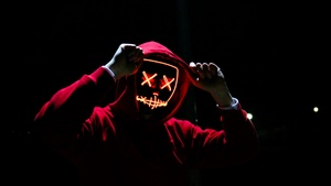 LED mask, Dope, Night, Anonymous, Hoodie, Dark, AMOLED, 4K wallpaper