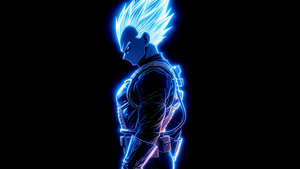 Vegeta, Neon glow, AMOLED, Black background, 4K wallpaper