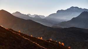 Giau Pass, Dolomites, Mountains, Mist, Foggy, Landscape, Italy, 4K wallpaper